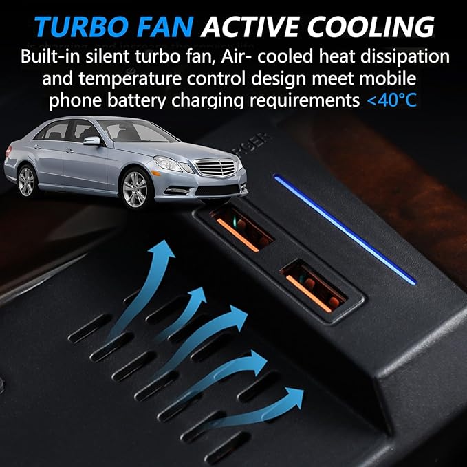 Wireless Car Charger for Mercedes-Benz E Class 2010 2011 2012 2013 2014 2015, OEM Custom Fit Fast Charging Phone Charger Pad for Mercedes Benz (W212) E-Class E200 E260 E300 Accessory