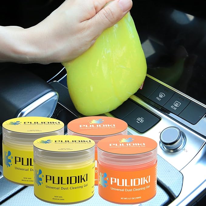 PULIDIKI Car Cleaning Gel Orange 2Pack and Car Cleaning Putty Yellow 2Pack Bundle