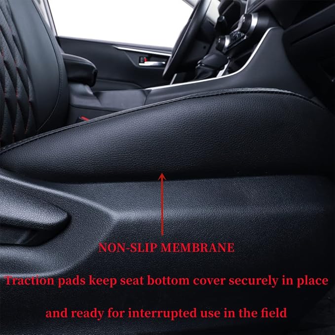 coverdream Rav4 Waterproof Leather Seat Covers Custom Fit for 2019-2024 2025 Toyota Rav4 Hybrid (Not for XSE/SE/Plug-in Hybrid),Full Coverage,Airbag Compatible,Car Seat Protector(Full Set,Red/Black)
