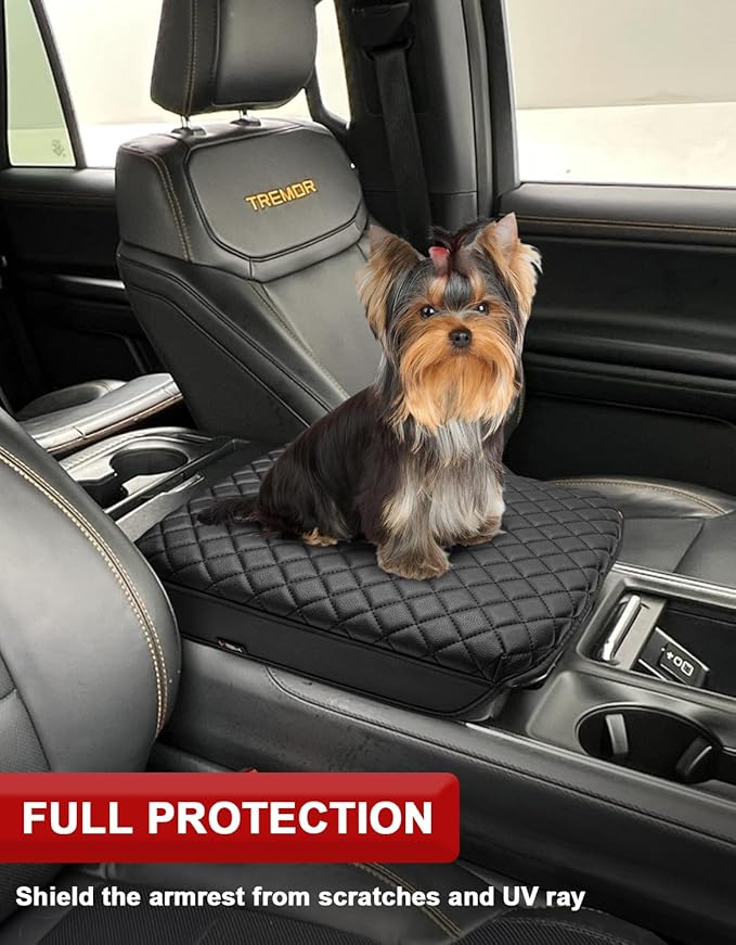 KBH Center Console Armrest Cover for 2025 2026 Ford Expedition, Bucket Seat, Durable Arm Rest Cover for Car, Thick Cushion Pad, Black