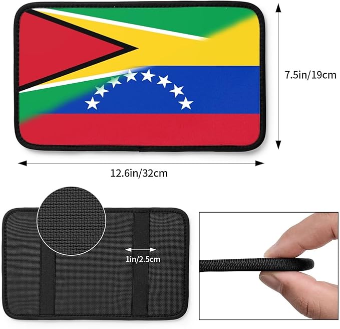 Venezuela Venezuelan Guyana Guyanese Flag Auto Center Console Armrest Cover Car Handrail Box Cushion Pad Mat Universal Fit Most Vehicle Sedan Truck SUV Soft Comfort Decor Accessories