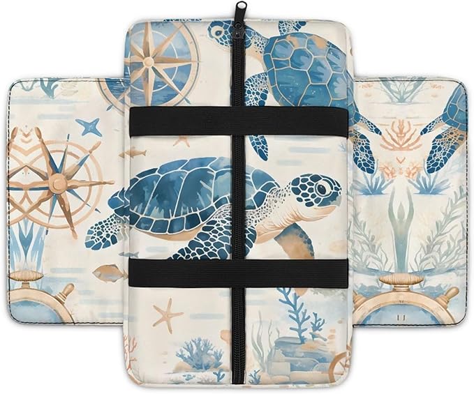 Car Armrest Cover with Pockets, Auto Center Console Pad, Turtle Print Arm Rest Seat Box Protector Car Interior Accessories for Women Men, Fit Most Vehicle,Truck,SUV