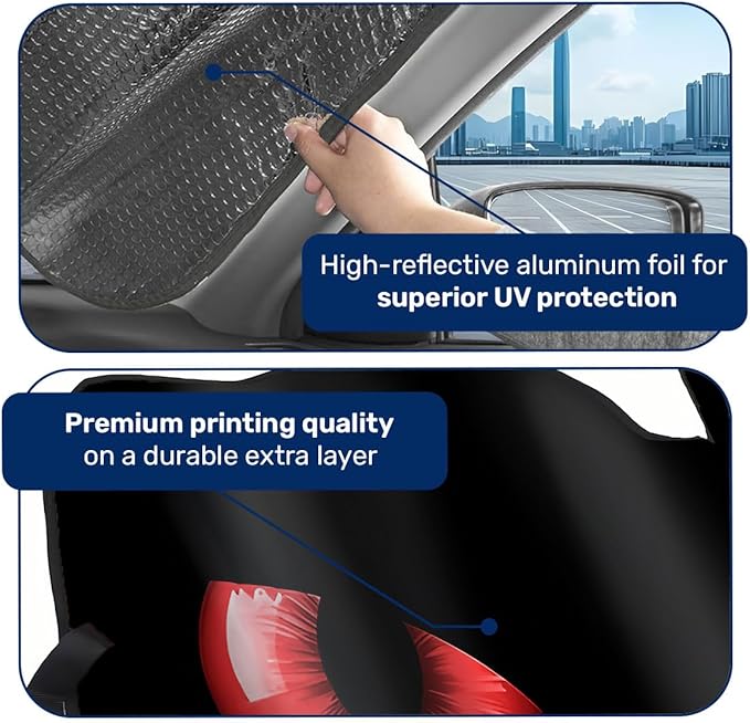 GENANY Devil Eye Windshield Sun Shade for Car SUV Truck (64x32 Inches), Sun Shade Windshield, Shades for Front Windows, Protector Blocks UV, Car Decor