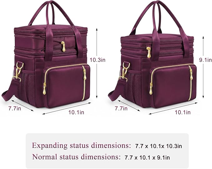 MIYCOO Lunch Bag & Lunch Box for Women Men, Double Deck Leakproof Insulated Soft Large Adult Camping Cooler bag for Work, Beach, Picnic, Travel (Purple, 15L)
