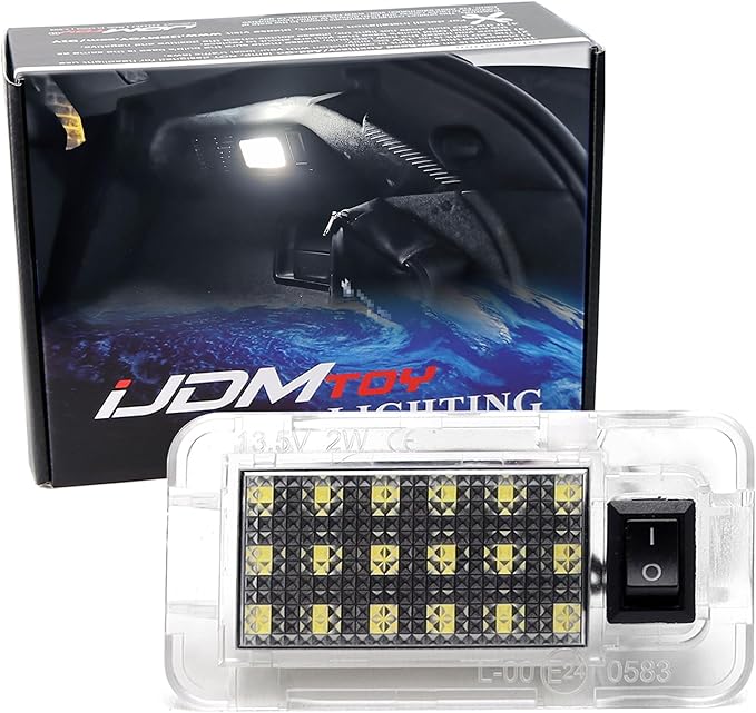 iJDMTOY Super Bright 2W High Power Xenon White Full LED Trunk Cargo Area Light w/Switch Compatible with Lexus, Compatible with Toyota, Powered by 18-SMD LED Diodes