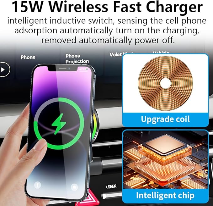Car Magnetic Phone Mount for Hyundai Tucson 2025 2026 and Hyundai Santa Cruz 2025 2026 Auto Interior Accessories Best Cellphone Holder Fast 15W Wireless Charger Cell Phones Charging GPS Screen Stand