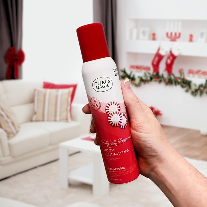 Citrus Magic Holiday Odor Eliminating Air Freshener Spray, Holly Jolly Peppermint, 3-Ounce, Pack of 3