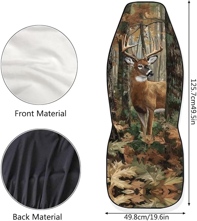ELEQIN Car Seat Covers, Camo Hunting Deer Seat Cover Front Car Seat Cushion, Front Auto Protector Universal Fit Most Cars, Automotive Interior Accessory