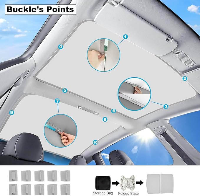 Car Sunroof Shade Compatible with Mercedes Benz GLE 350/450 2020-2024, Foldable Glass Roof Sunshade with Storage Bag, Heat Insulation Sun Protection Roof Interior Sunshade
