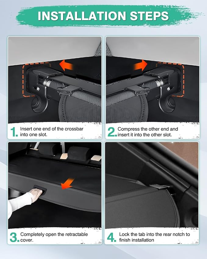Powerty Retractable Cargo Cover for 2024 Buick Envista, Canvas Texture Trunk Cover Privacy Screen Rear Security Shade for Envista Accessories