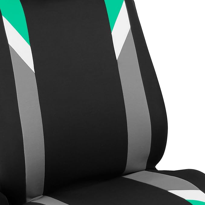 FH Group Car Seat Covers Premium Modernistic Flat Cloth Car Seat Covers Front Seats Only Mint Black, Airbag Compatible Universal Fit Interior Accessories Cars Trucks SUV Car Accessories Protector
