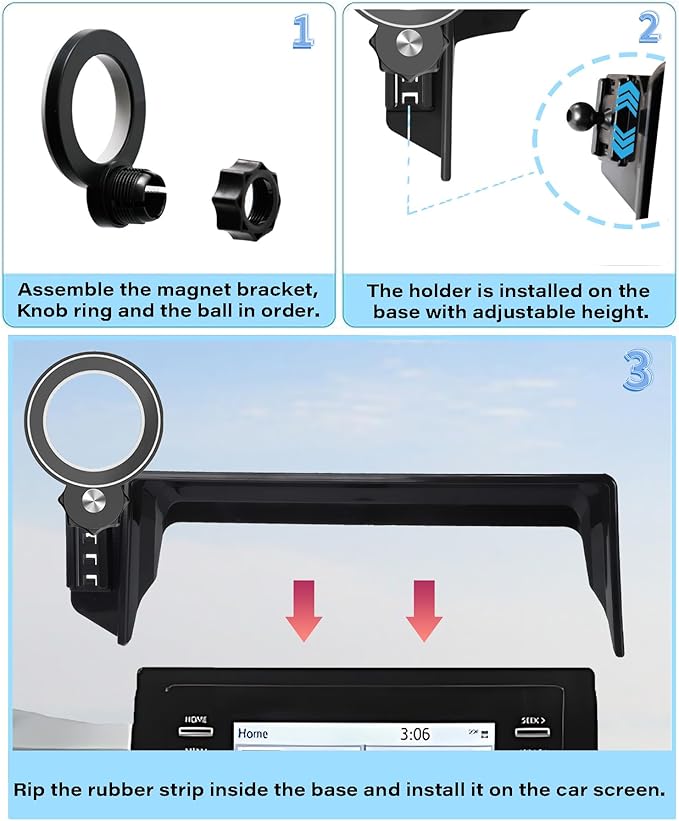 Car Phone Holder for 2021-2024 Toyota Camry Accessories Apply to 7 Inch Touch Screen Fixed Clip Magnetic Cell Phone Mount Hands-Free 360 Degree Rotation
