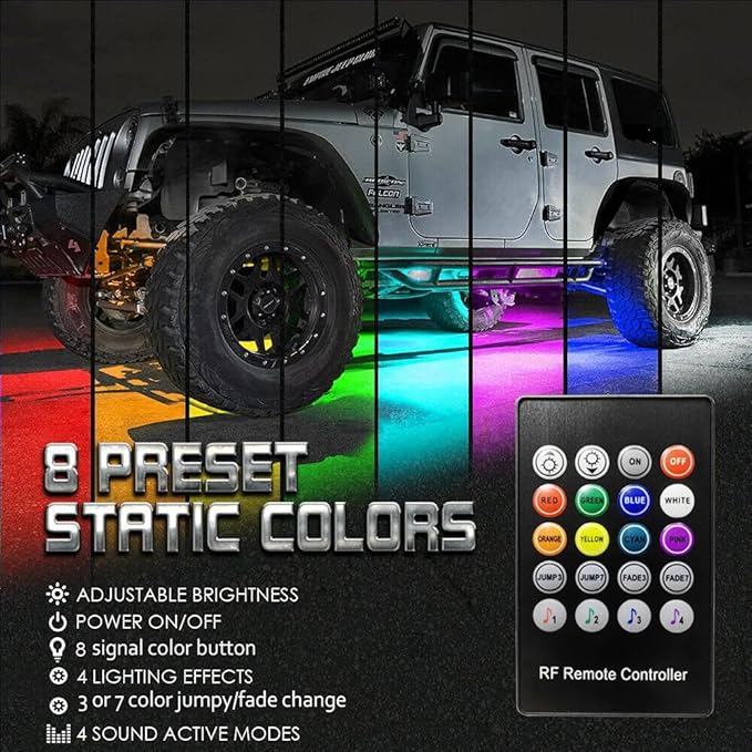 Underglow Kit for Car, Led Underglow Lights with App and Remote Control, 16 Million RGB Colors, 29 Preset Modes, Music & DIY Mode, Under Car Led Lights Exterior for SUVs, Trucks, DC 12V