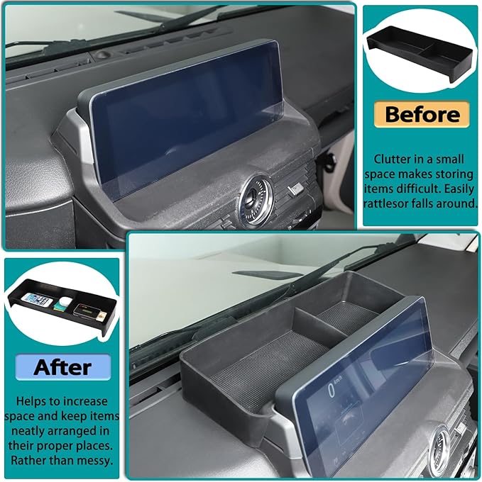 Car Center Console Dash Storage Box Compatible with Ineos Grenadier 2020-2026 Navigation Screen Rear Insert Storage Tray Organizer Interior Accessories (Black)