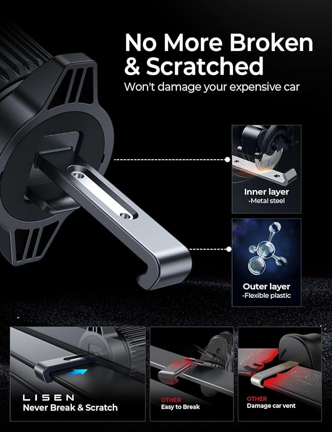 LISEN for MagSafe CD Phone Holder for Car Mount [Angle Adjustable] Magnetic Phone Holder for iPhone Magsafe Car Mount CD Slot Hands Free CD Player Phone Mount for iPhone 15 Pro Max Plus Galaxy Kits