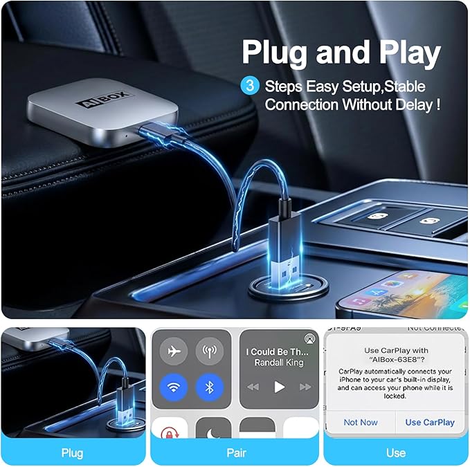 Wireless CarPlay Adapter 2026 Upgraded –AI Box Carplay Suitable for Apple iPhone & Android, with Compact Size, Plug-and-Play Convenience, and Fast, Stable Connection for CarPlay & Android Applications