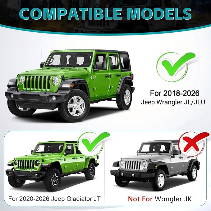 Center Console Organizer Compatible with 2018-2026 Jeep Wangler JL JLU 4xe Rubicon Sahara & 2020-2026 Gladiator JT Accessories, Armrest Storage Box Tray Fit for Jeep Interior Accessories