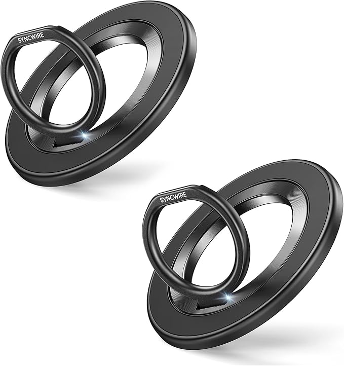SYNCWIRE Magnetic Phone Ring Holder for MagSafe [2 Pack] - Magnet Cell Phone Grip Stand Finger Ring Kickstand Two-Sided Magnetic Compatible with iPhone 17 Pro Max 16 15 14 13 12 MagSafe Accessories