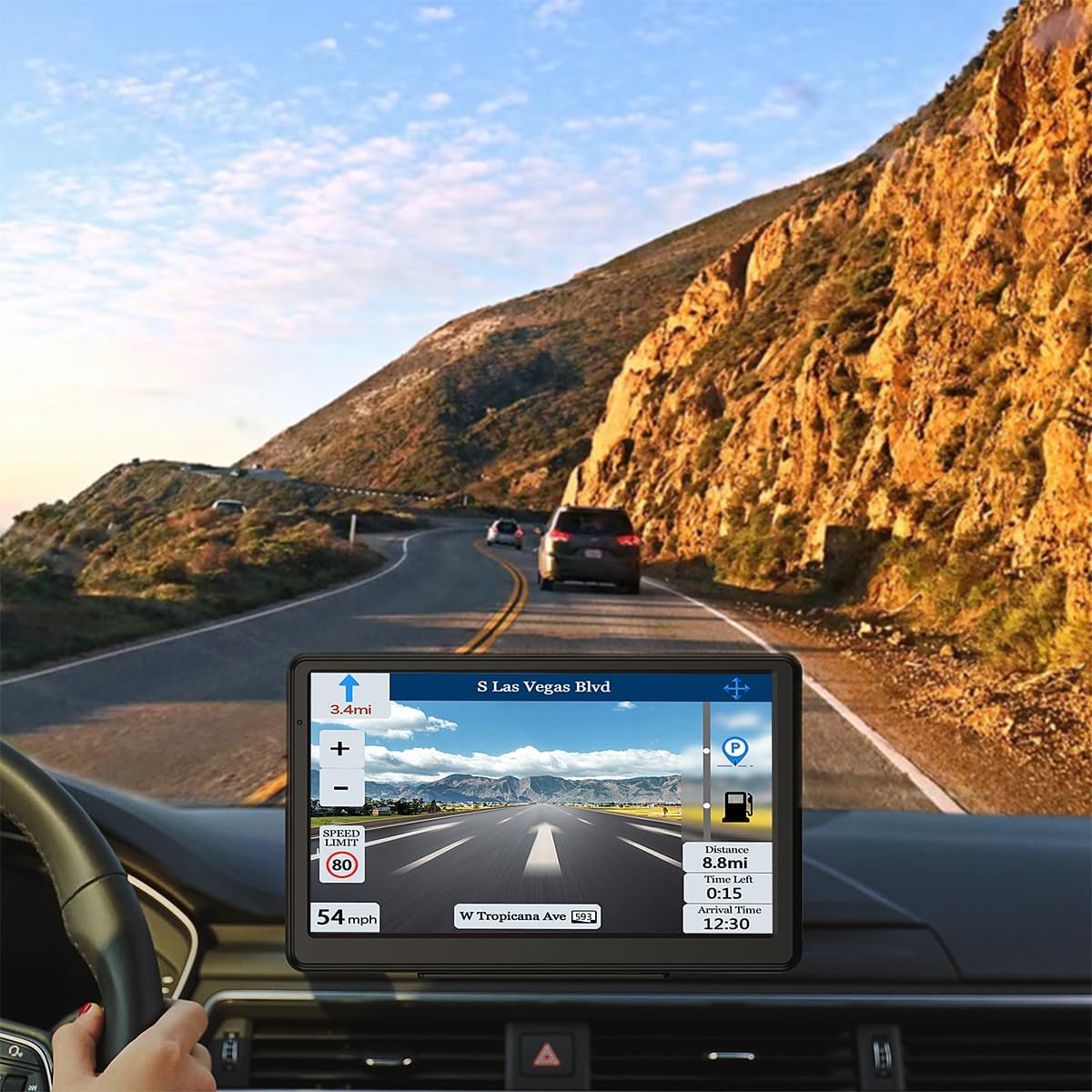 GPS Navigator for Car, Latest 2025 Map 7 inch Touch Screen Car GPS 256-16GB, Voice Turn Direction Guidance, Support Speed and Red Light Warning, Pre-Installed North America Lifetime map Free Update