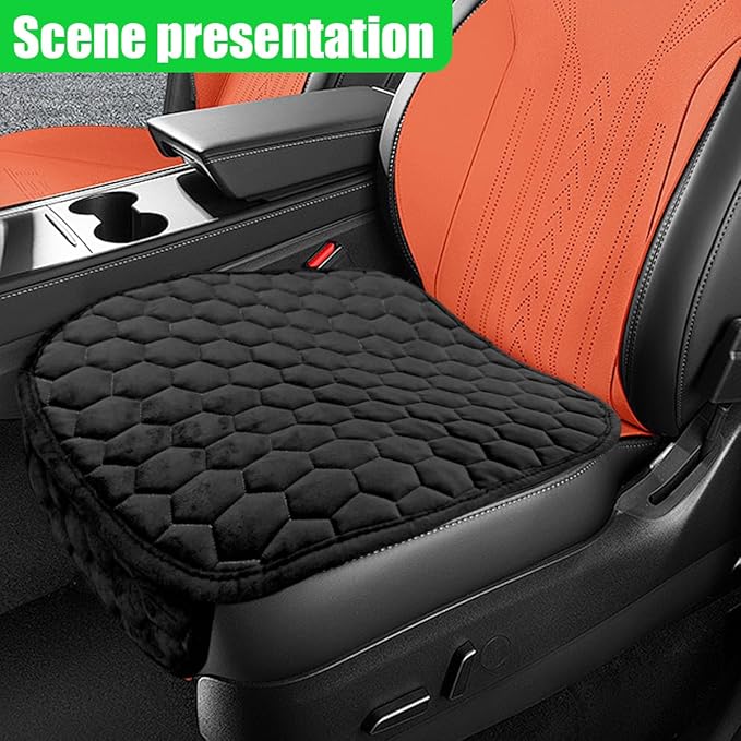 Car Seat Cover, Soft Plush Auto Bottom Seat Covers, Anti Slip Vehicle Front Seat Cushion Protector, Comfortable Car Interior Seats Pad Mat Accessories for Sedan, SUV, Truck (Black)