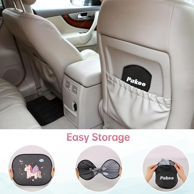 Car Window Shade for Baby, 2 Pack UV Protection Breathable Universal Fit Mesh Car Window Shades, 2 Pack with 8 Suction Cups- 17.7 x 14 inches