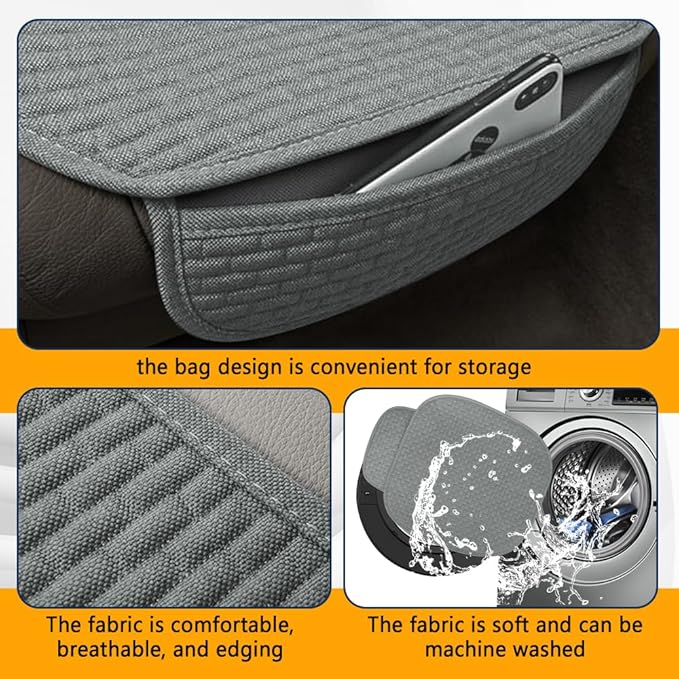 2PCS Car Seat Bottom Cover Pad, Car Seat Mat, Driver Cushion with Comfort Memory Foam & Non-Slip Rubber Bottom, Vehicle Accessories Breathable Seat Protector Mat for Auto Office Home (Gray)