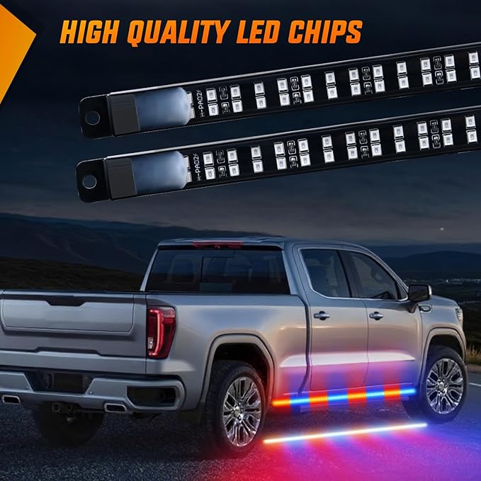 Nilight 2PCS 70 Inch Emergency Strobe Light Strip with Controller 864 LED Red Blue Running Board Lights Flexible Side Flashing Warning Caution Safety Waterproof for Truck Construction Pickup