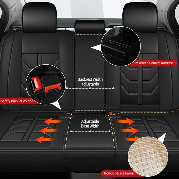 TTX LIGHTING Car Seat Covers fit for Nissan Altima 2009-2026 Full Set: Premium Leather Automotive Seat Cover with Airbag Compatible Waterproof (5 Seats, Black)