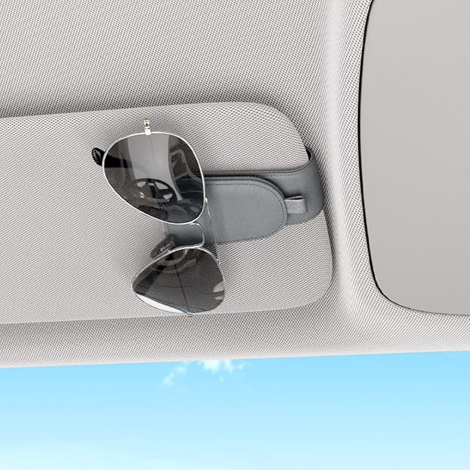 Sotfamily Sunglass Holder for Car Visor, Suede Cloth Magnetic Sunglass Organizer for Car Accessories, 2 Packs, Gray