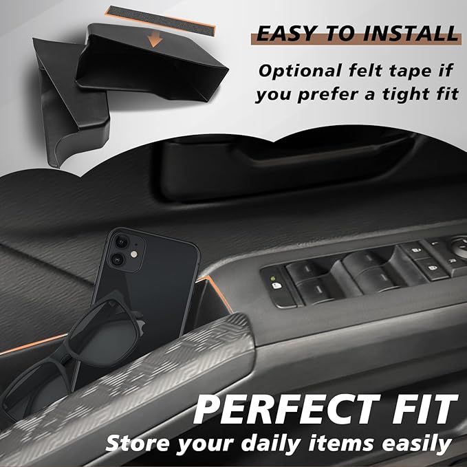 Muslogy Front Door Handle Inserts Box Interior Storage Organizer Compatible with 2024 2025 2026 Toyota Tacoma&2025+ 4Runner Accessories Door Grab Handle Pocket Side Armrest Phone Pocket Organizer 2PCS