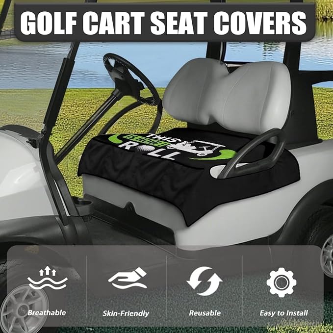Biyejit Golf Cart Seat Covers with 4 Pockets Golf Cart Seat Towel Blanket Fits 2-Seat Golf Carts, Golf Cart Accessories