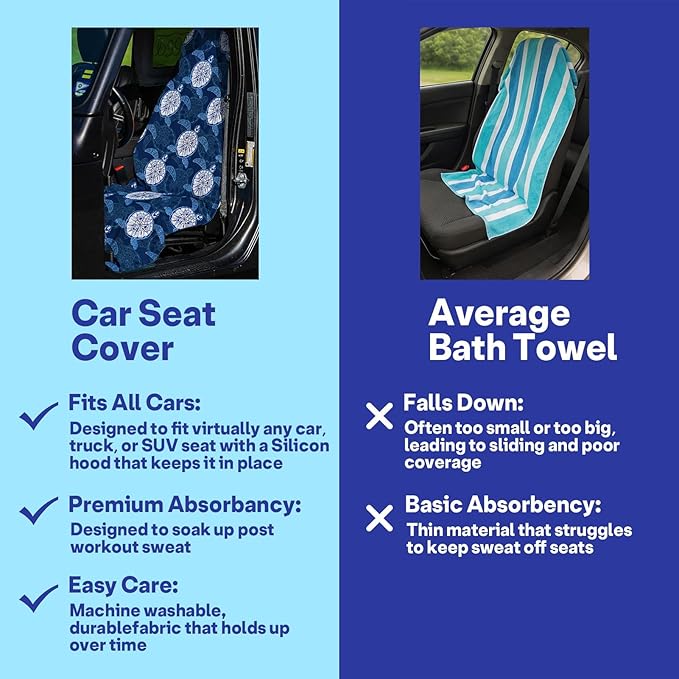 2 Pack Car Seat Towel Covers, Sweat Protector for Front Seats, Premium Thickened Microfiber with Forest Mountain Sunset Art, Breathable & Quick Dry, Slip-on Headrest Pocket for Gym, Beach, Running