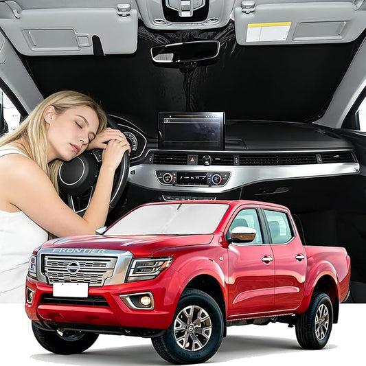 Windshield Sunshade for Nissan Frontier 2005-2021 Sun Shade Car Windshield Accessories Upgrade 4 Layers Blocks UV Rays Custom Fit Frontier 240T Car Window Shades Windshield Keep Cool Foldable
