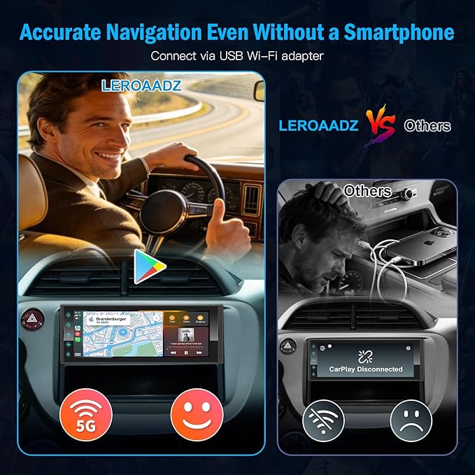 Android Single Din Radio Car Stereo with Wireless Apple CarPlay & Android Auto - 6.9" InCell Touchscreen Car Radio Support Backup Camera, Mirror Link, Bluetooth, GPS, AM&FM, RDS, USB, EQ, SWC