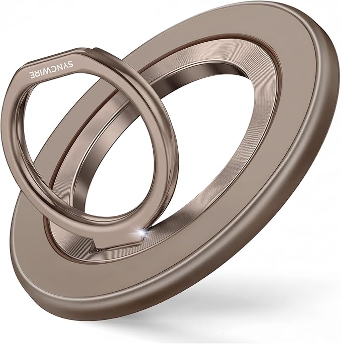 SYNCWIRE Magnetic Phone Ring Holder for MagSafe, 360° Rotation Cell Phone Grip Stand Finger Ring Kickstand Two-Sided Magnet Compatible with iPhone 17 Pro Max 16 15 14 13 12 MagSafe Accessories