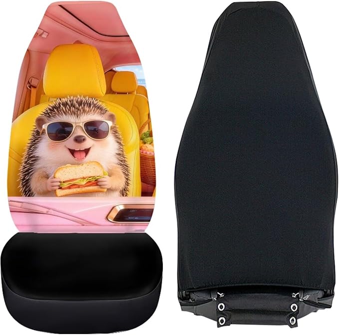 Cute Car Seat Covers Set of 2 Seat Cover for Front Seats Hedgehog Easy to Install and Clean Removable Automotive Accessories All-Season Protection for Cars Sedans SUVs