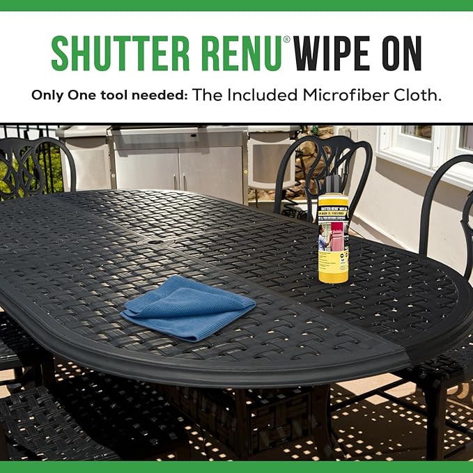 Wipe On | Advanced Color Restorer & Protectant for Faded Shutters | Plastic Car Trim | Patio Furniture & Outdoor Surfaces | Rejuvenate & Restore Vibrant Color to Weathered Items Easily