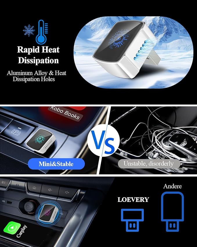 2-in-1 Wireless CarPlay & Android Auto Adapter,2026 Upgrade Auto Adapter Instant Wired to Wireless Conversion, Plug & Play, Mini & Stable with USB-C/Type-C, Compatible with iOS 10+ & Android 11+