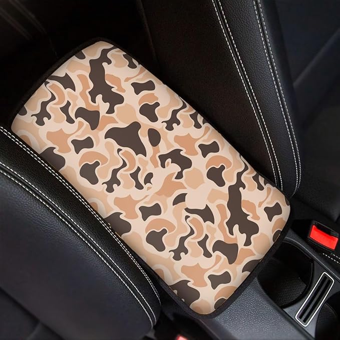 Dreaweet Car Center Console Cover Duck Camo Car Accessories for Women Men Universal Arm Rest Cover for SUV Sedan Soft Anti Scratch Armrest Cover Center Console Cushion Pad