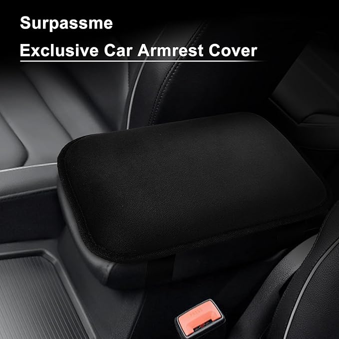 surpassme Car Center Console Pad Protector, Comfortable Car Armrest Seat Box Cover/Cushion Universal for Car/SUV Cushion Accessories(Black)