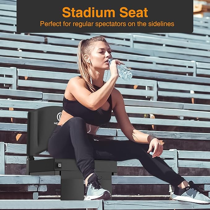 HOPERAN Heated Stadium Seats for Bleachers with Back Support, 3 Levels Heating Bleacher Chairs with Back and Cushion, Folding Bleacher Seat, Lightweight Portable Stadium Chair with Shoulder Strap