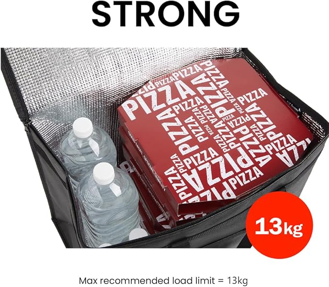 Insulated Bags for Food Delivery (XL Plus) Grocery Shopping Cooler Bag, Pizza Delivery, Hot & Cold Catering Tote, Reusable, Foldable & Heavy Duty (2 Pack, Green)