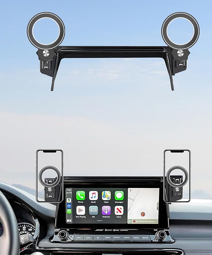 Car Phone Holder for Kia Seltos 2021 2022 2023 Accessories Apply to 8/10.25 Inch Touch Screen Fixed Clip Magnetic Cell Phone Mount Hands-Free 360 Degree Rotation
