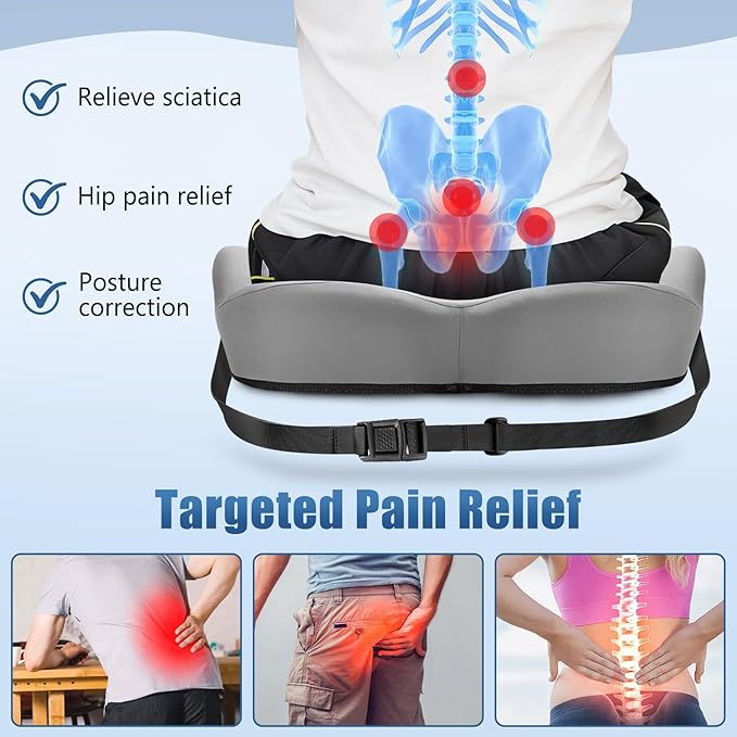 Car Seat Cushion for Truck and Car Drivers - Prevents Bedsores & Relieves Long-Drive Pain, Therapeutic Support for Sciatica, Hemorrhoids, Tailbone and Prostate, Enhanced View with Anti-Slip Base