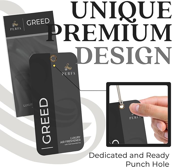 3PCS Greed Disposable Air Fresheners for Men | Long Lasting Car Air Freshener with Greed Fragrance | Lasts for 2 Weeks | Strong Car Perfume with Odour Eliminating Technology | by Perfa