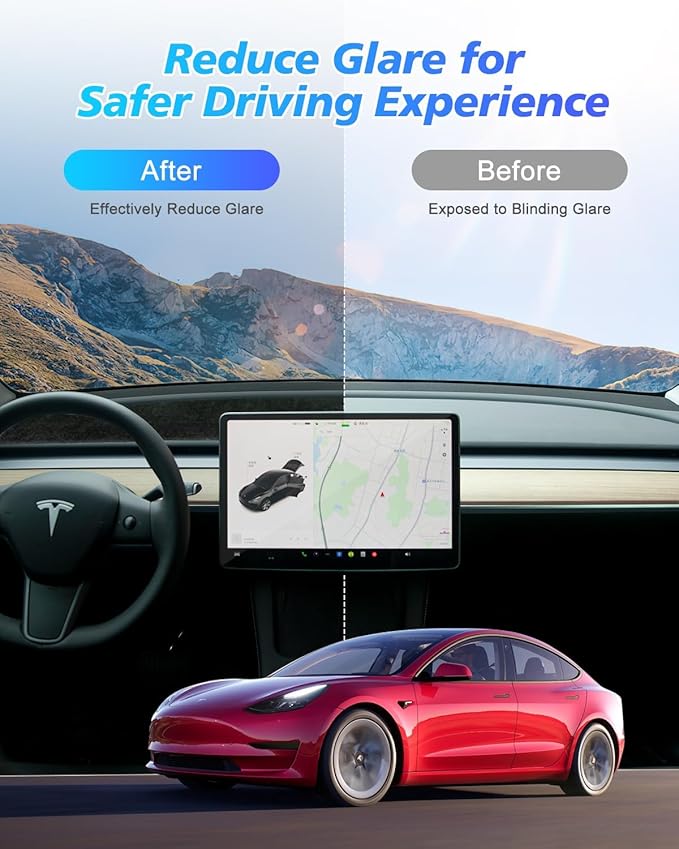 EVDANCE 2025 Upgrade Tesla Model 3/Y Accessories Dashboard Cover, LED Ambient Lighting Anti - Glare Sun Protection Dash Mat for Model 3 Y 2016-2024 [No Fit 2025 Y Juniper], Interior Tesla Accessories