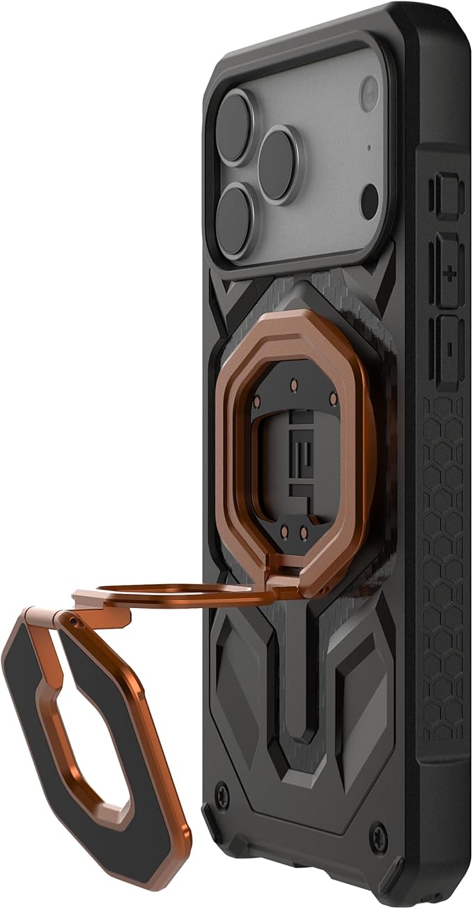 URBAN ARMOR GEAR UAG Magnetic Ring Stand Monarch Mag2 w/Built-in Bottle Opener - Ultra-Strong Double Magnet MagSafe Compatible Metal Phone Ring Grip 360 Rotation Kickstand, Burnt Orange