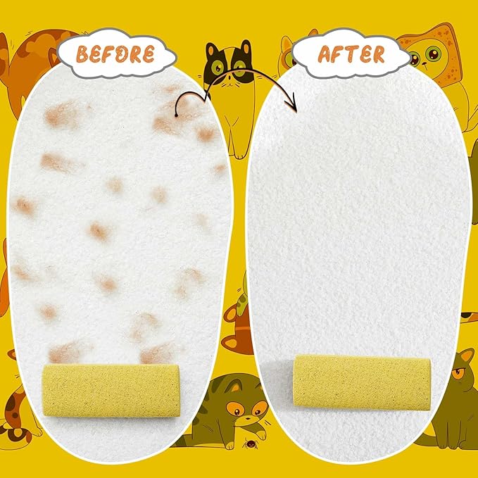 Abbylike 6 Pcs Pet Hair Remover Pumice Stone Car Pet Hair Removal Tool for Bedding Carpet Couch Furniture Cleaning (5.3 x 2 x 1.4 Inch,Yellow)