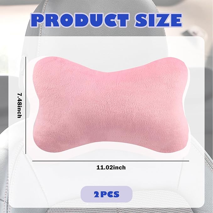 2PCS Car Headrest Pillow,Soft & Comfortable Car Neck Pillow for Driving Fatigue Relieve,All-Season Universal Cars Head Rest Pillows Automotive Interlor Accessorles for Cars (Pink/2PCS)