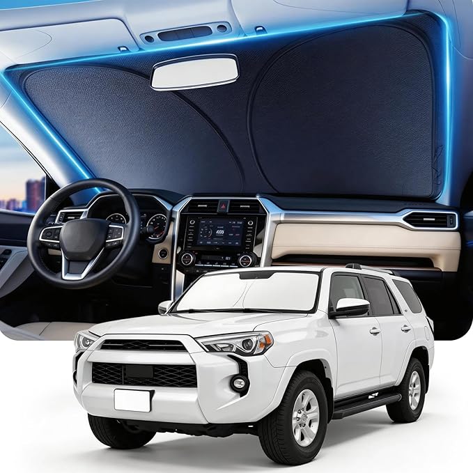 DMJN Windshield Sun Shade for Toyota 4Runner (2017-2026), Car Sunshade for Front Windshield [100% Efficient Block UV & Scorching Sun] UPF50+ Heat Block - Protect Interior & Keep Cooler
